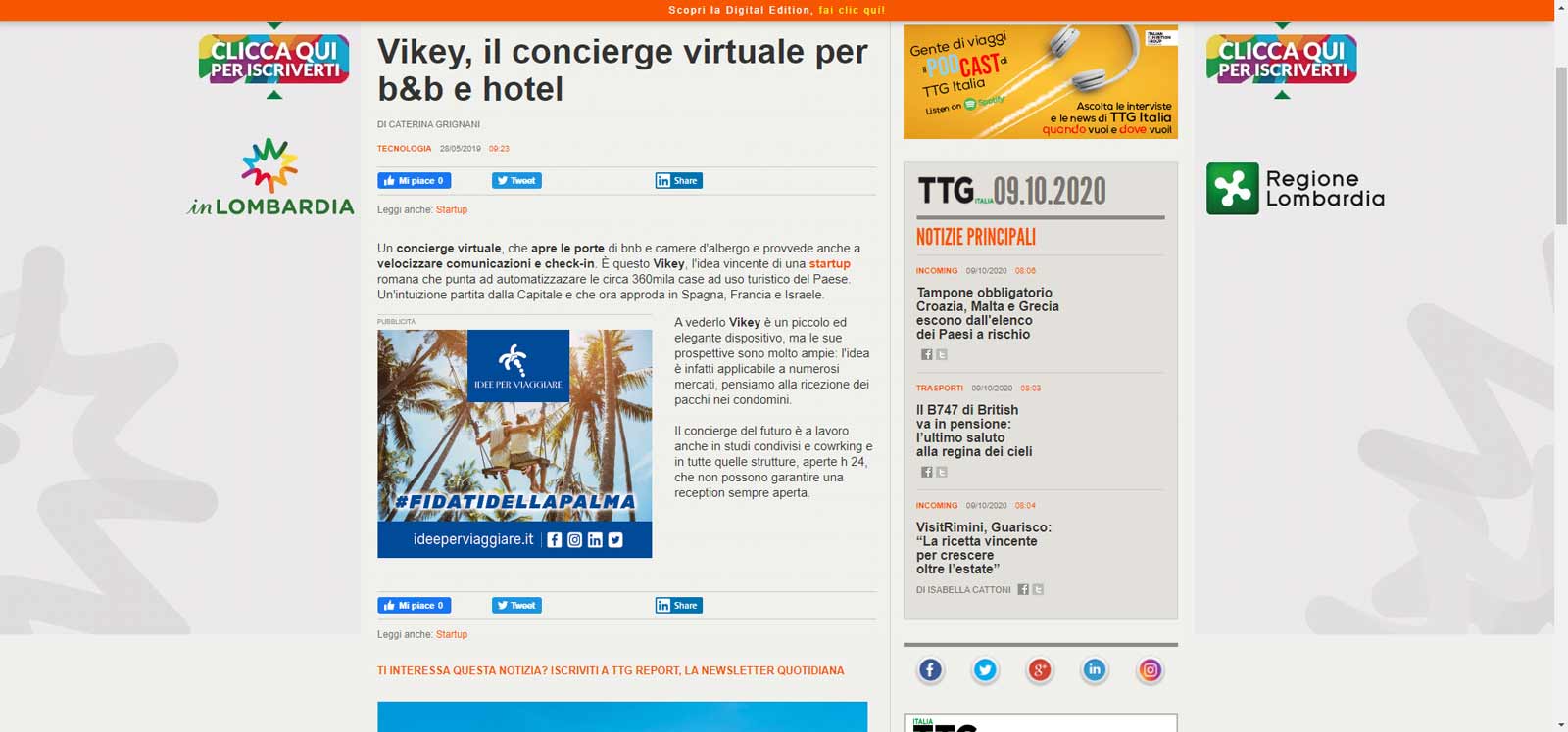 Vikey, il concierge virtuale per b&b e hotel TTG Italia